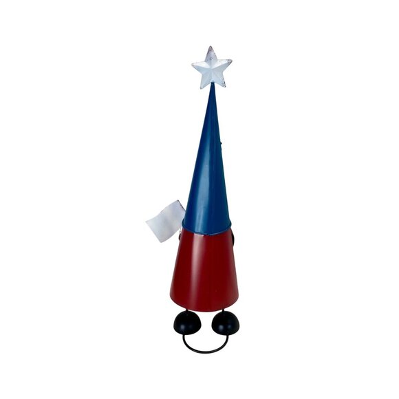 Bouncy Patriotic Metal Gnome Stars Hat & Flag Americana 4th of July Decor 22 in - Picture 2 of 8